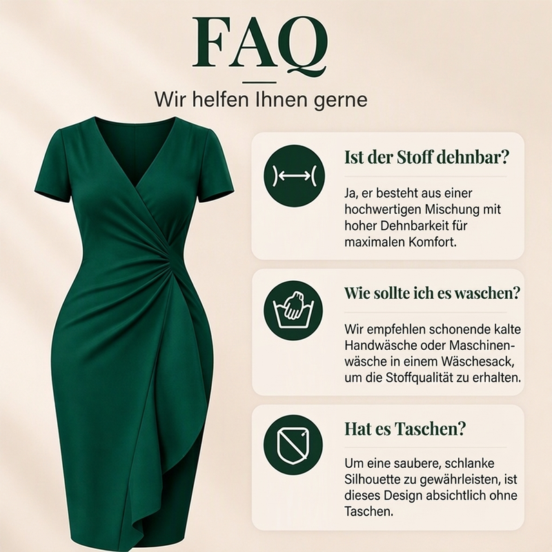 🚨Nur noch wenige auf Lager! Beeil dich!🚨 Elegantes Damen-Wickelkleid mit V-Ausschnitt und Rüschen