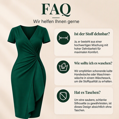🚨Nur noch wenige auf Lager! Beeil dich!🚨 Elegantes Damen-Wickelkleid mit V-Ausschnitt und Rüschen