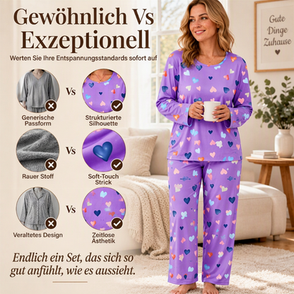 📢🎉50%Rabatt!!!🛍️✨Damen Schlafanzug-Set mit Herzprint und Langarm