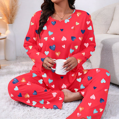 📢🎉50%Rabatt!!!🛍️✨Damen Schlafanzug-Set mit Herzprint und Langarm