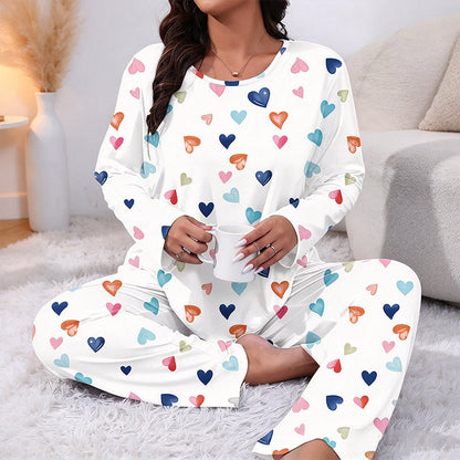 📢🎉50%Rabatt!!!🛍️✨Damen Schlafanzug-Set mit Herzprint und Langarm