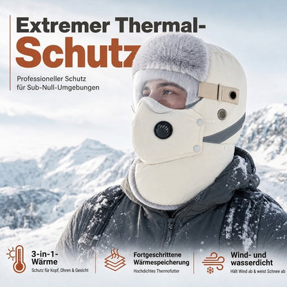 Winddichter winterlicher Wärme-Trapperhut mit integrierter Gesichtsmaske