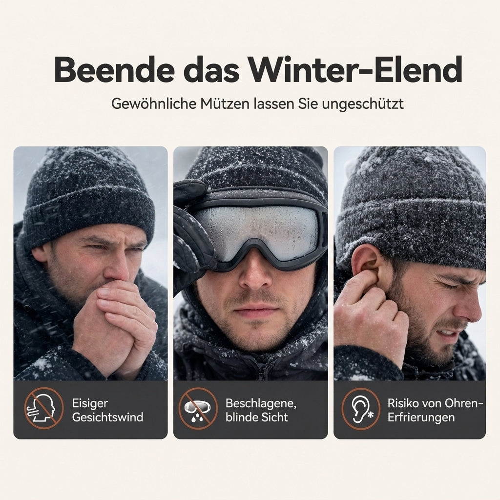 Winddichter winterlicher Wärme-Trapperhut mit integrierter Gesichtsmaske
