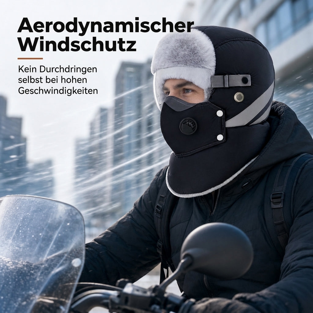 Winddichter winterlicher Wärme-Trapperhut mit integrierter Gesichtsmaske