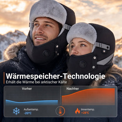Winddichter winterlicher Wärme-Trapperhut mit integrierter Gesichtsmaske