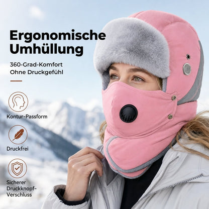 Winddichter winterlicher Wärme-Trapperhut mit integrierter Gesichtsmaske