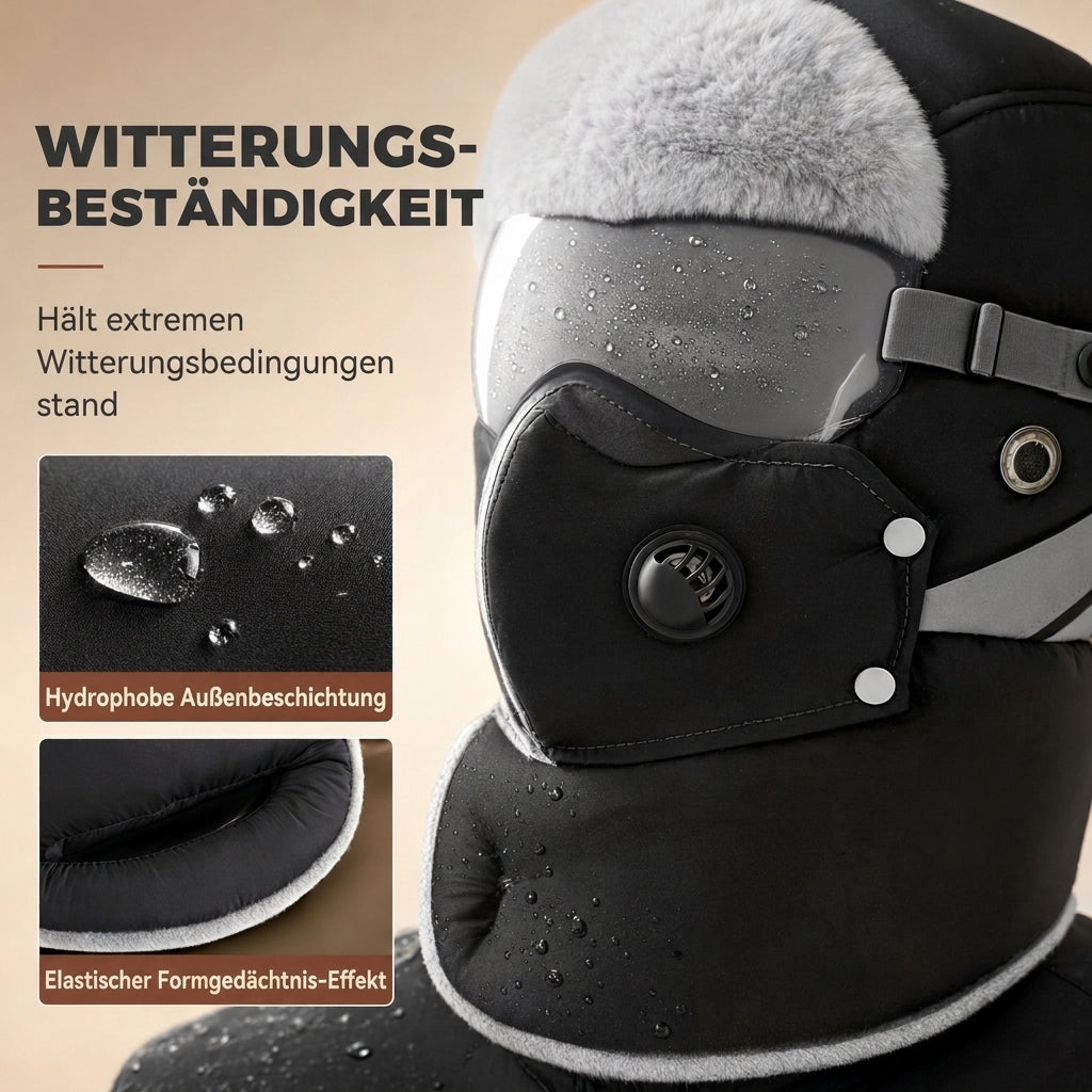 Winddichter winterlicher Wärme-Trapperhut mit integrierter Gesichtsmaske
