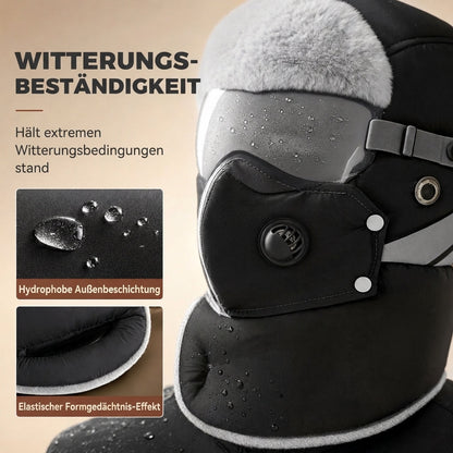 Winddichter winterlicher Wärme-Trapperhut mit integrierter Gesichtsmaske