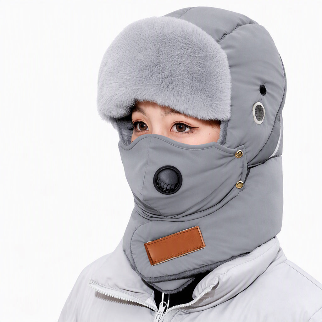 Winddichter winterlicher Wärme-Trapperhut mit integrierter Gesichtsmaske