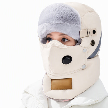 Winddichter winterlicher Wärme-Trapperhut mit integrierter Gesichtsmaske