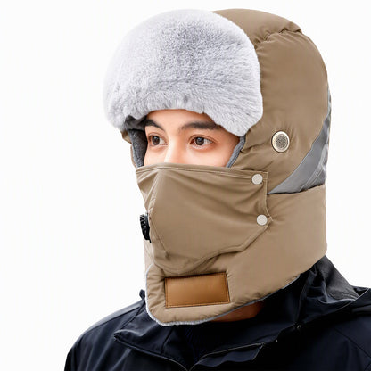 Winddichter winterlicher Wärme-Trapperhut mit integrierter Gesichtsmaske