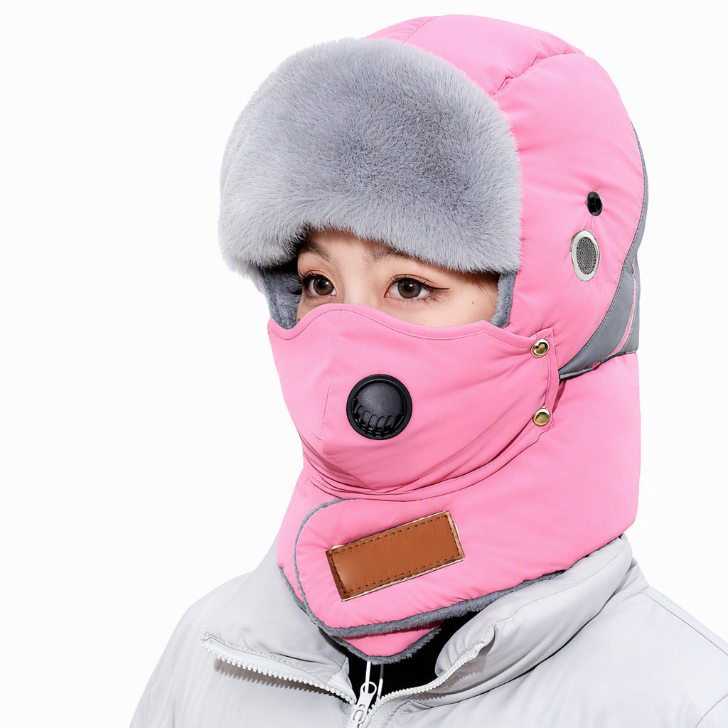 Winddichter winterlicher Wärme-Trapperhut mit integrierter Gesichtsmaske