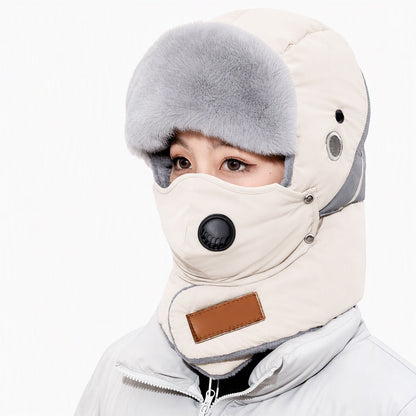 Winddichter winterlicher Wärme-Trapperhut mit integrierter Gesichtsmaske