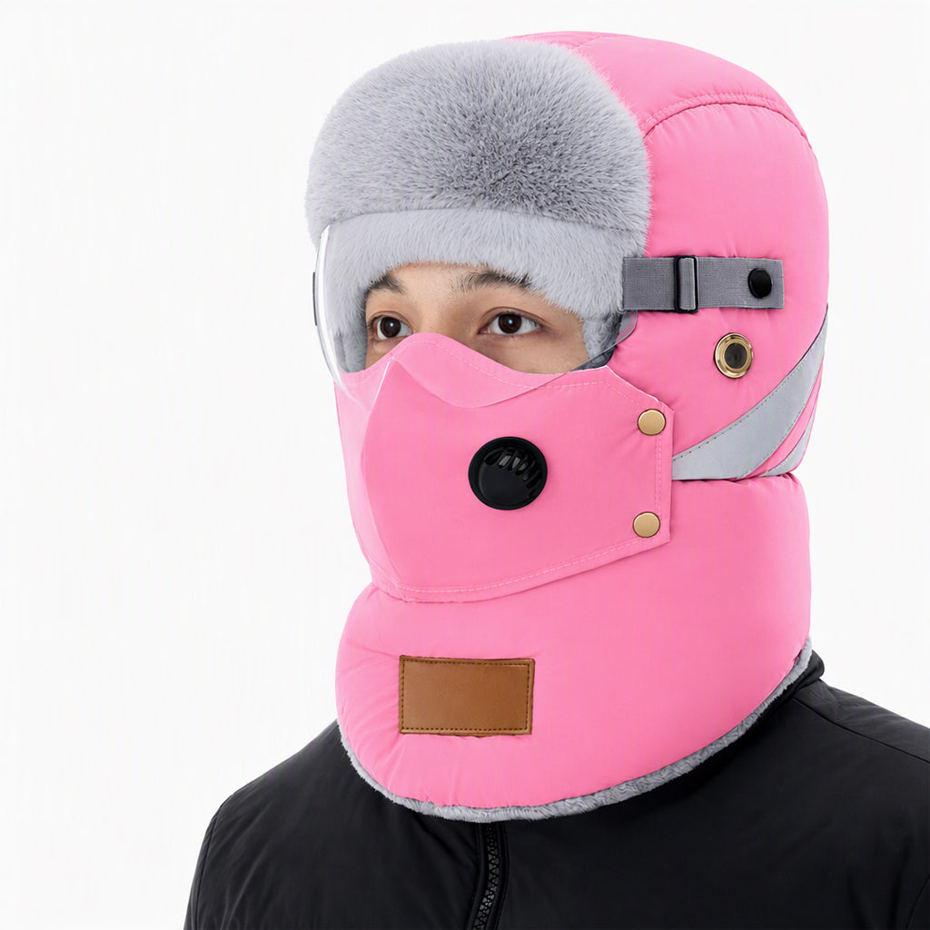 Winddichter winterlicher Wärme-Trapperhut mit integrierter Gesichtsmaske