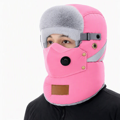 Winddichter winterlicher Wärme-Trapperhut mit integrierter Gesichtsmaske