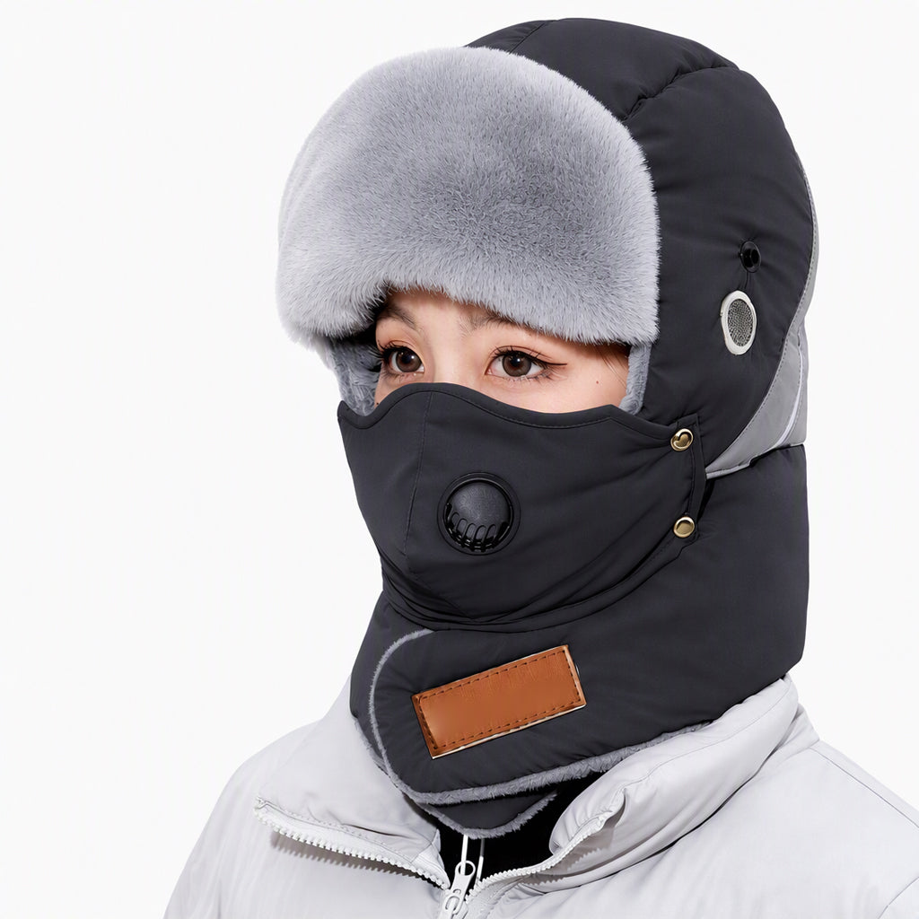 Winddichter winterlicher Wärme-Trapperhut mit integrierter Gesichtsmaske