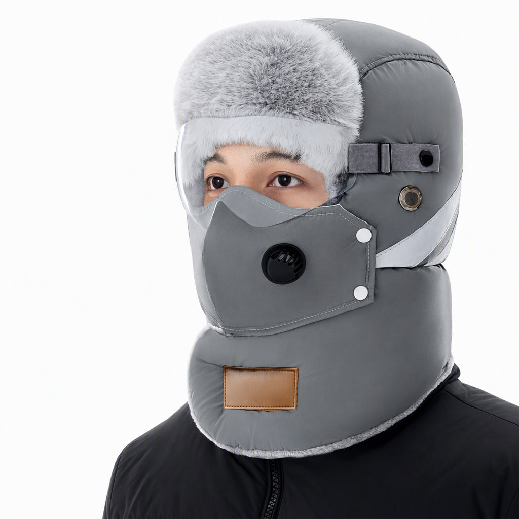 Winddichter winterlicher Wärme-Trapperhut mit integrierter Gesichtsmaske