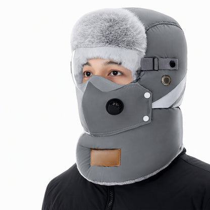 Winddichter winterlicher Wärme-Trapperhut mit integrierter Gesichtsmaske