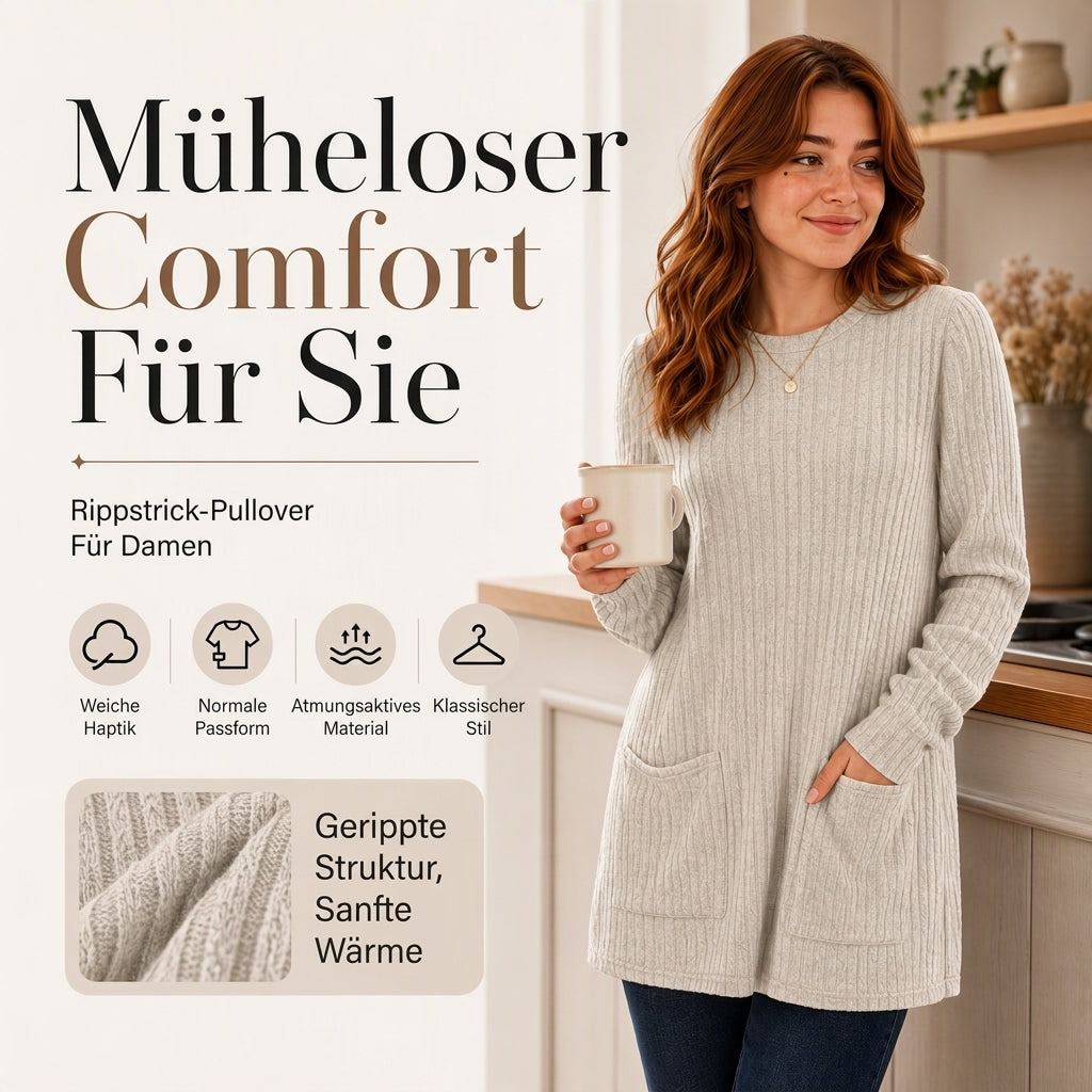 🥳Alles im Sale! Schnell sein!🥳 Bequemes, mittellanges, geripptes Damen-Strickoberteil