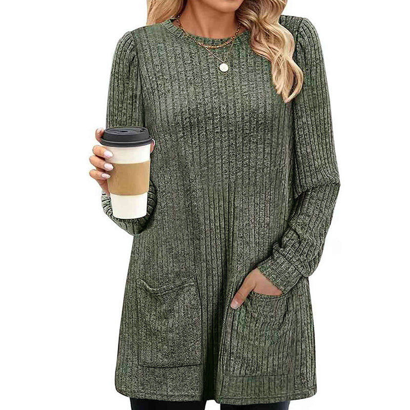 🥳Alles im Sale! Schnell sein!🥳 Bequemes, mittellanges, geripptes Damen-Strickoberteil