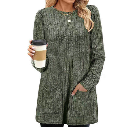 🥳Alles im Sale! Schnell sein!🥳 Bequemes, mittellanges, geripptes Damen-Strickoberteil