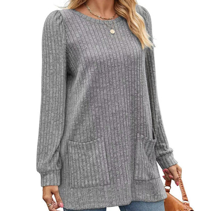 🥳Alles im Sale! Schnell sein!🥳 Bequemes, mittellanges, geripptes Damen-Strickoberteil
