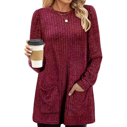 🥳Alles im Sale! Schnell sein!🥳 Bequemes, mittellanges, geripptes Damen-Strickoberteil