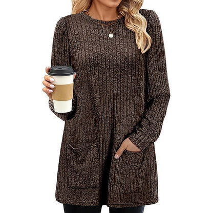 🥳Alles im Sale! Schnell sein!🥳 Bequemes, mittellanges, geripptes Damen-Strickoberteil