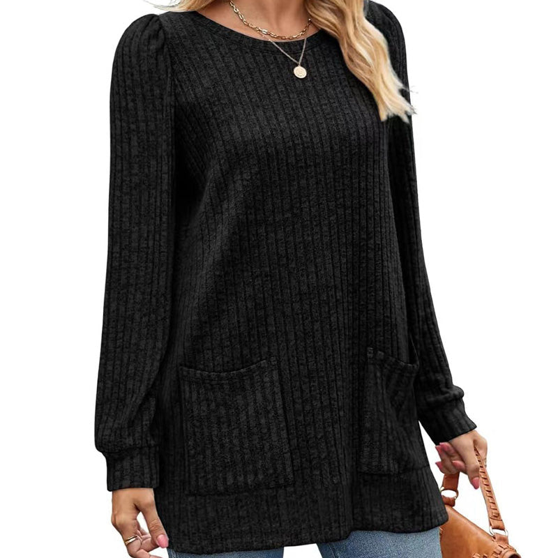 🥳Alles im Sale! Schnell sein!🥳 Bequemes, mittellanges, geripptes Damen-Strickoberteil