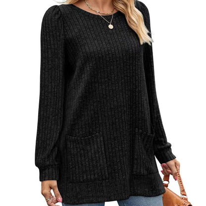 🥳Alles im Sale! Schnell sein!🥳 Bequemes, mittellanges, geripptes Damen-Strickoberteil
