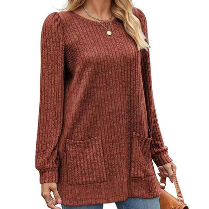 🥳Alles im Sale! Schnell sein!🥳 Bequemes, mittellanges, geripptes Damen-Strickoberteil