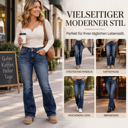 🔥 Bestseller – über 50.000 Mal verkauft! 🏆 Damen Bootcut-Jeans mit Doppelknopf und hohem Bund