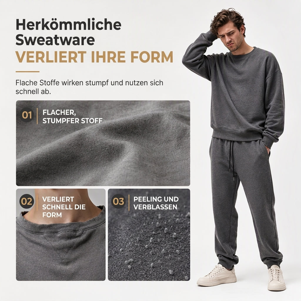 📢🎉Alles muss weg!!!🛍️✨Herren 2-teiliges Jacquard Kapuzenpullover Set Herbst Winter lässiger Kapuzen-Sweatshirt und Sweathose Trainingsanzug