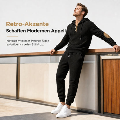 📢🎉Alles muss weg!!!🛍️✨Herren 2-teiliges Jacquard Kapuzenpullover Set Herbst Winter lässiger Kapuzen-Sweatshirt und Sweathose Trainingsanzug
