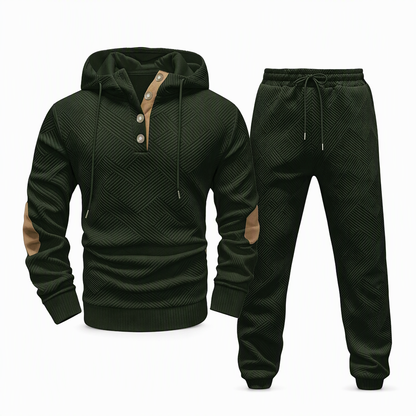 📢🎉Alles muss weg!!!🛍️✨Herren 2-teiliges Jacquard Kapuzenpullover Set Herbst Winter lässiger Kapuzen-Sweatshirt und Sweathose Trainingsanzug
