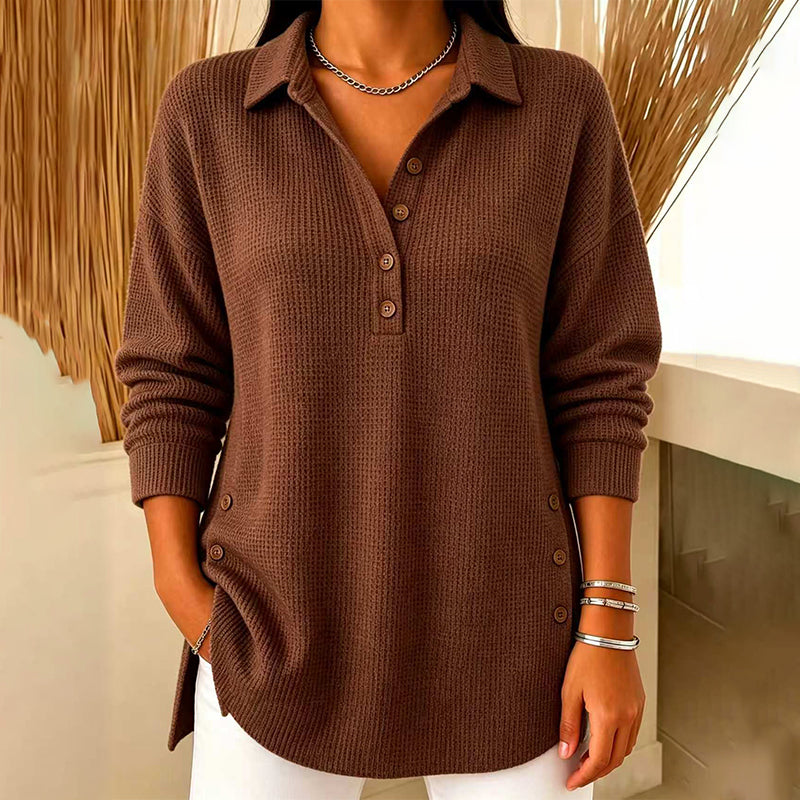 📢🎉50%Rabatt!!!🛍️✨Damen-Langarmoberteil aus Waffelstrick