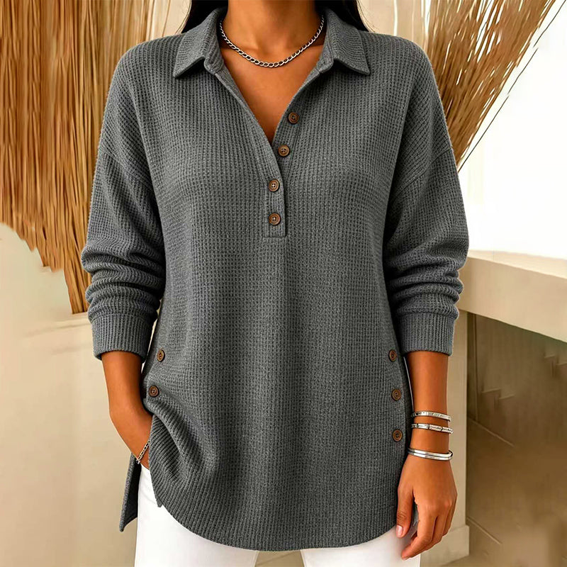 📢🎉50%Rabatt!!!🛍️✨Damen-Langarmoberteil aus Waffelstrick