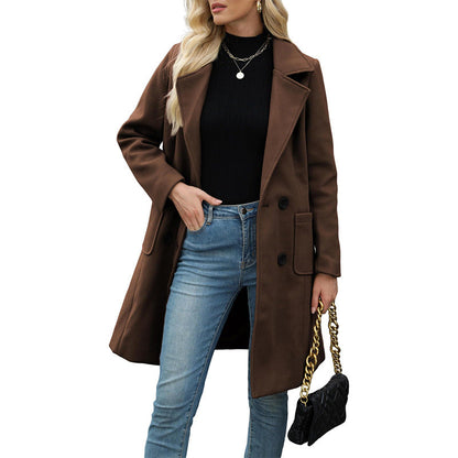 📢🎉50%Rabatt!!!🛍️✨Wollmantel für Damen mit Doppelknopfverschluss