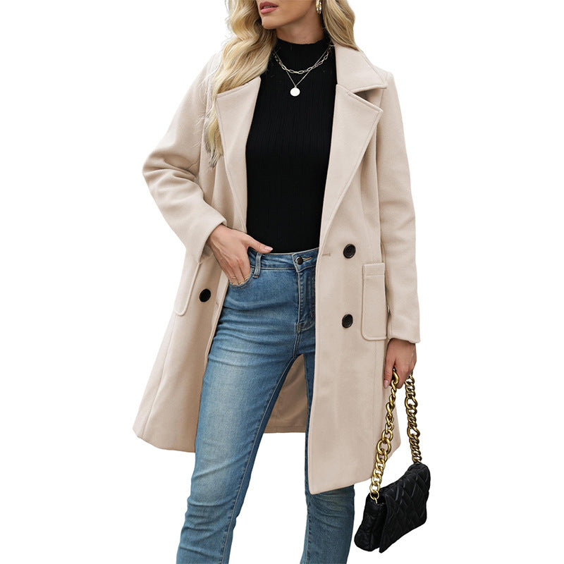 📢🎉50%Rabatt!!!🛍️✨Wollmantel für Damen mit Doppelknopfverschluss