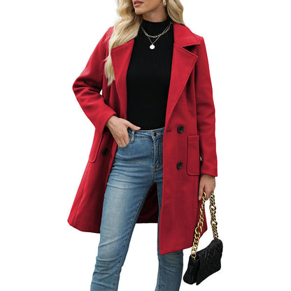 📢🎉50%Rabatt!!!🛍️✨Wollmantel für Damen mit Doppelknopfverschluss