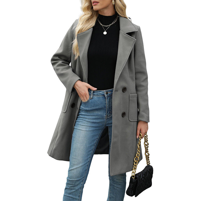 📢🎉50%Rabatt!!!🛍️✨Wollmantel für Damen mit Doppelknopfverschluss