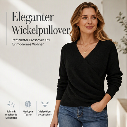 Damen Wickel-V-Ausschnitt Strickpullover
