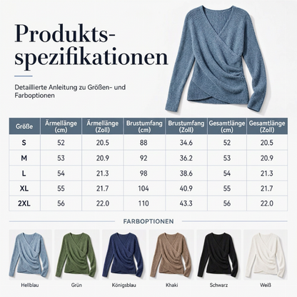 Damen Wickel-V-Ausschnitt Strickpullover