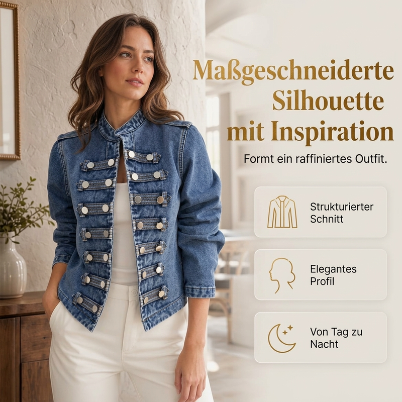 🖤 Black Friday Vorabzugang: 50 % Rabatt 🖤 Vintage Jeansjacke für Damen mit symmetrischer Knopfleiste