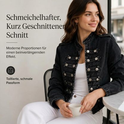 🖤 Black Friday Vorabzugang: 50 % Rabatt 🖤 Vintage Jeansjacke für Damen mit symmetrischer Knopfleiste