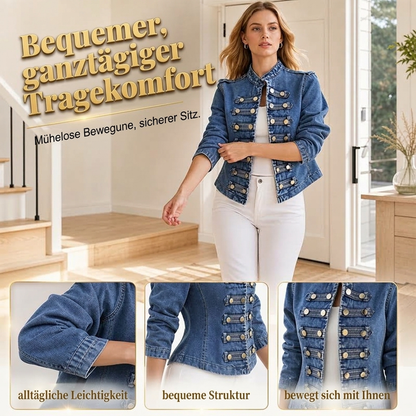 🖤 Black Friday Vorabzugang: 50 % Rabatt 🖤 Vintage Jeansjacke für Damen mit symmetrischer Knopfleiste