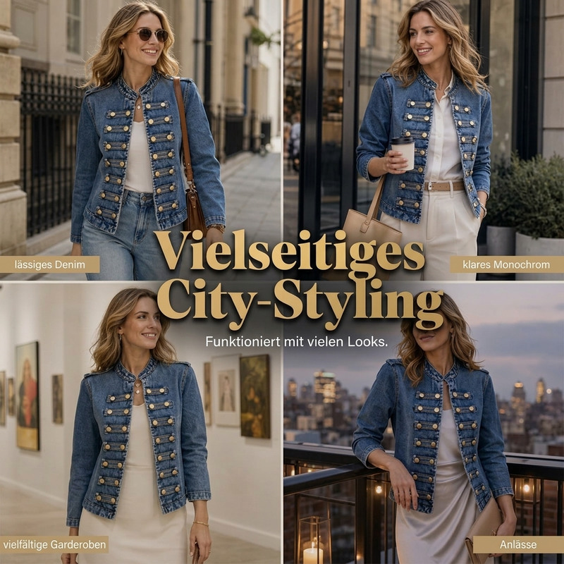 🖤 Black Friday Vorabzugang: 50 % Rabatt 🖤 Vintage Jeansjacke für Damen mit symmetrischer Knopfleiste