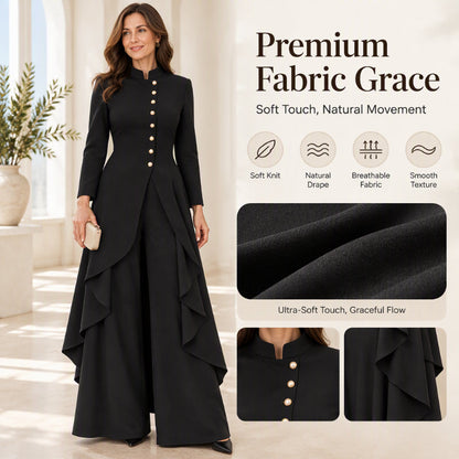 ⏰ Beliebt und bald ausverkauft!⏰Elegantes zweiteiliges Damen-Outfit: Langmantel mit weitem Bein