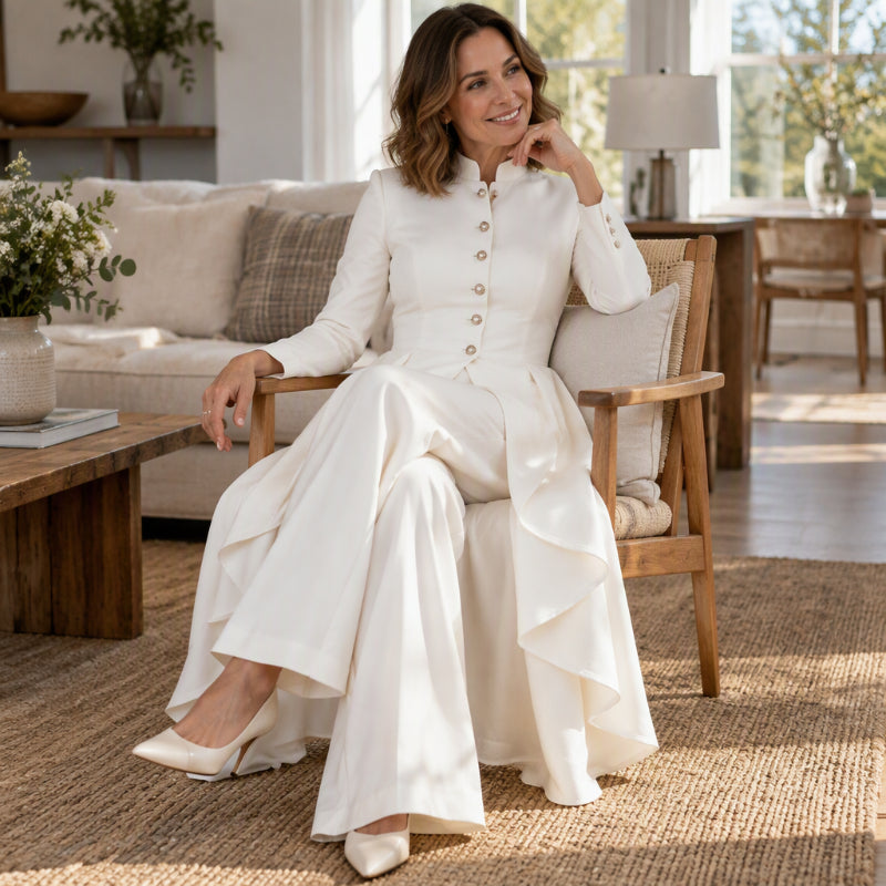 ⏰ Beliebt und bald ausverkauft!⏰Elegantes zweiteiliges Damen-Outfit: Langmantel mit weitem Bein