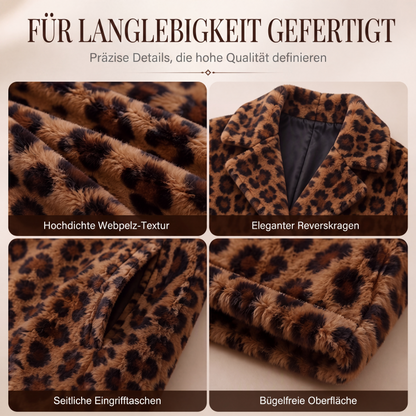 📢Kundenliebling + Gratis Versand!📢 Stilvoller Damen-Kunstfellmantel mit Leopardenmuster